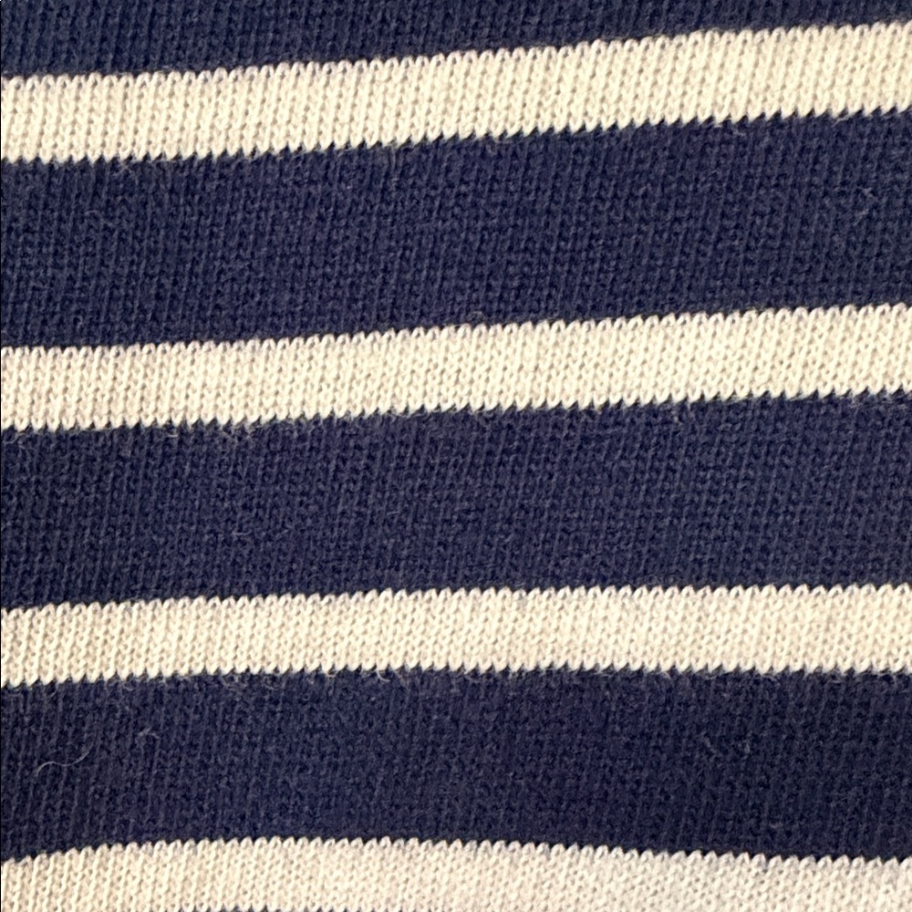 Lands' End Navy & White Striped Boatneck 3/4 Sleeve Nautical Knit Top Coastal - Picture 8 of 9
